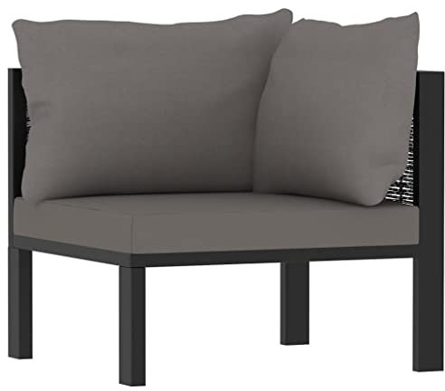 CINDERFUL Sofa-Eckelement mit Linker Armlehne Poly Rattan Anthrazit,Elegantes PolyrattanEcksofa mit hohem Komfort für Garten und Terrasse Gartensitzmöbel