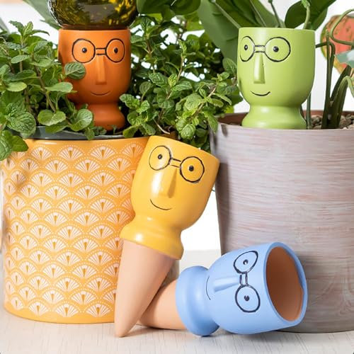 4 Pack Terracotta Watering Spikes, Self Watering Planter Insert, Slow Release Self Watering Globes, Plant Watering Globes for Outdoor and Indoor Plants