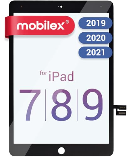 MOBILEX® Touchscreen für iPad 7 (2019) / iPad 8 (2020) / iPad 9 (2021) 10,2 [Schwarz] | OEM Digitizer | Reiner Kupfersensor | Vorinstalliertes 3M Tesa Klebeband | Kein LCD