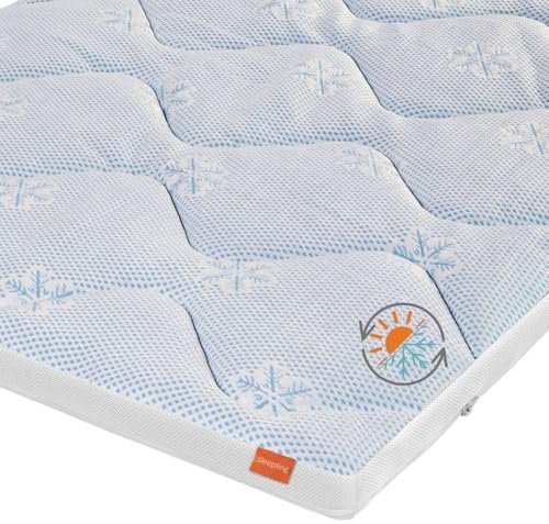 sleepling Matratzenauflage Cool 100 x 200 cm, kühlender Topper, Matratzentopper Auflage für Matratze mit kühler und Warmer Seite, waschbar, Made in EU