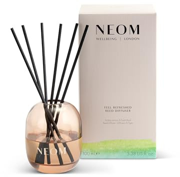 NEOM Feel Refreshed Reed Diffuser, 100ml | Sicilian Lemon & Basil I Pure Essential Oils I 100% Natural Fragrances I Lasts 12 Weeks I Refillable and Reusable