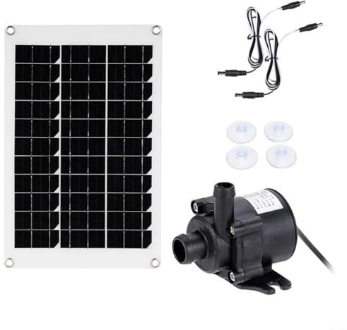 CashMuch Solarpumpen-Set, 50 W, 350 l/h, 40 x 27,5 cm Panel und Anti-Trocknungsmotor, 0-60 ℃ Allwetter-Einsatz