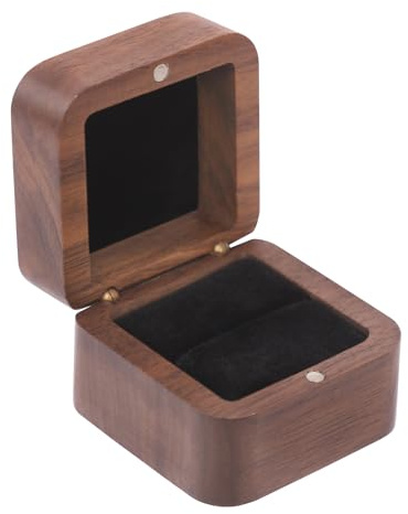 Ringbox 5pcs, Ringschachtel Holz, Vintage Walnuss Ring Box, Soft Interieur Ringschatulle, Quadratische Hochzeit Ringschachtel, Massivholz Einzigen Ring Box für Heiratsantrag, Hochzeit (Schwarz)