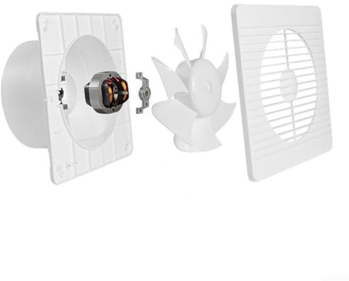 Gdfnmogo Ventilador de pared para baño y cocina, potente ventilación de aire silenciosa con diseño antimosquitos, material ABS, blanco, disponible en 6 y 8 pulgadas