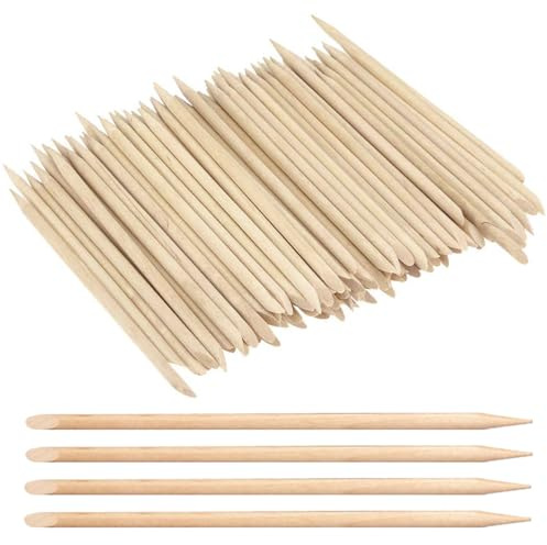 100 Piezas Palitos de Naranjo para Manicura, Palitos de Madera de Rosa Doble Punta para Cutículas y Pedicura, Bastoncillos de Belleza Natural para Cuidado de Uñas