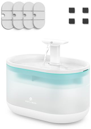 PETLIBRO Fontaine à Eau pour Animaux de Compagnie, Design de Niveau d'eau Visible, Distributeur d'eau Silencieux de 2,1 l avec Deux Modes d'eau et 4 filtres de Rechange pour Chats et Petits Chiens
