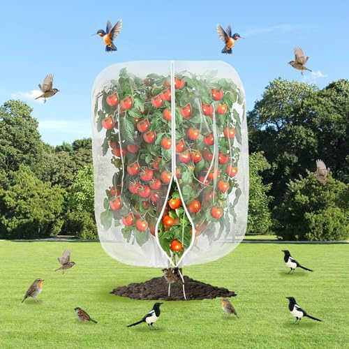 Fruit Tree Netting Bird Insect Protection Bags- Large Fine Mesh 1.2 * 1 m Cherry Plant Net with Drawstring Protect Covers Bag Blueberry Bush Flower Bird Barrier Netting Plant Garden Protector