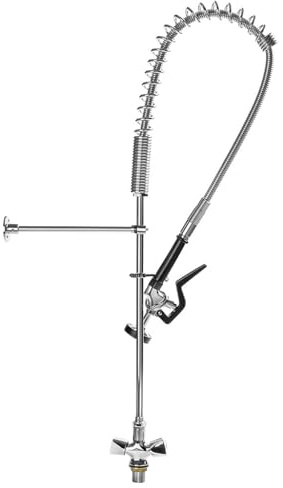 Mega-M Gastroarmatur mit Dusche Pre-Rinse 116 cm, Plattenmontage 3,3 - 3,5 cm, Schlauch 960 mm, Edelstahl und Messing, inox (Pre-Rinse 116 cm)