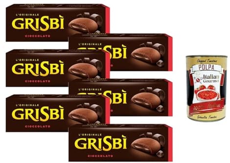 Italian Gourmet Bundle Grisbi Biscuits fourrés chocolat 6 x 135 g (810 g) – Gâteaux italiens cœur fondant cacao, snack gourmand pause café, format à partager + Italian Gourmet Polpa