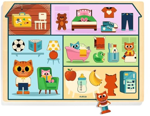 Djeco Holzpuzzle Haus - Lernspielzeug Puzzle für Kinder