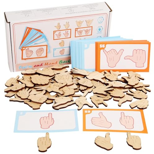 Wooden Shape Puzzle - Gesture Matching Toys, Educational Children’s Puzzle Set Including Fine Motor Skill Development, Multi-Purpose Learning Accessory for Cognitive Growth, Fun Interactive Toy