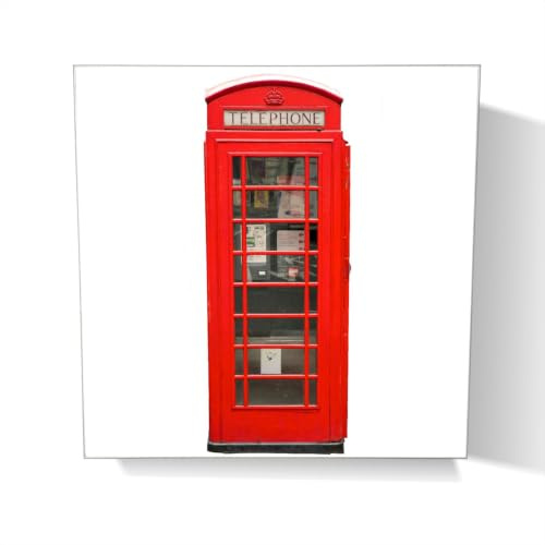 Wallario Schlüsselkasten aus Glas 30 x 30 cm, Wand Schlüsselhalter mit Haken, Motiv: London Rote Telefonzelle