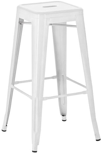CLP Barhocker Joshua I Stapelbarer Tresenhocker aus Metall I Barstuhl mit Fußstütze I Sitzhöhe 76 cm I Stapelhocker, Farbe:weiß