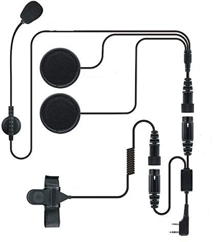 Mikrofon + Kopfhörer und PTT-Taste, Helmset zum Motorradfahren, kompatibel mit Geräten Midland G7 / G8 / G9 mit zwei Pins