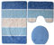 Orion Badgarnitur 3 TLG. Set 50x80 cm Mehrfarbig gestreift, WC Vorleger mit Ausschnitt für Stand-WC (blau hellblau Creme)