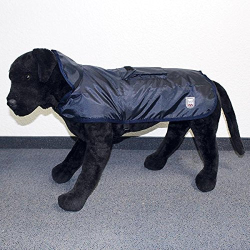 Wallace & Jones | Hundemantel Eisbär | Regenmantel | Rain Coat Pocket Dunkelblau Rückenlänge ca. 50cm