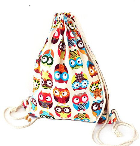Rucksack mit super süß Eule Print, Schnür Sack, Segeltuchtasche, Schultasche, Beutel Tasche, Beutel Tasche, Turnbeutel Sports, Eimer Tasche, Multifunktionsrucksack, Gym BAG001