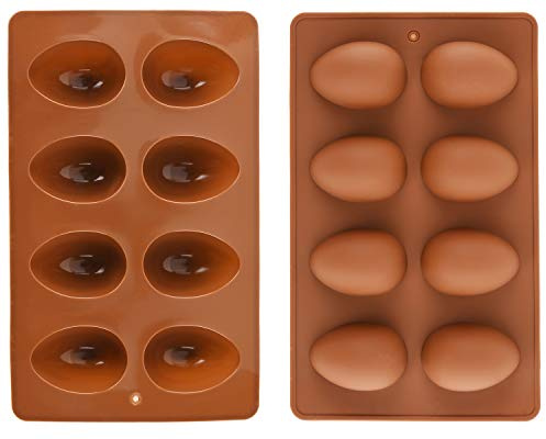 Mirenlife 8 Cavity Silicone Egg Pan, Egg Tray, Egg Shape Ice Tray, Silicone Baking Supplies for Cake Decorating, Chocolate, Candy, Jello, Baking Pan for Muffin, Bread and More, Set of 2