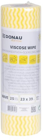 DONAU HOME Tuch mit 70% Viskose/Hochwertiges Wischtuch auf Rolle/Reinigungstücher Für Möbel/Strapazierfähig/Saugstark/Weich/Streifenfrei/Rolle/ 23x39cm/ 25 Blatt/Gelb