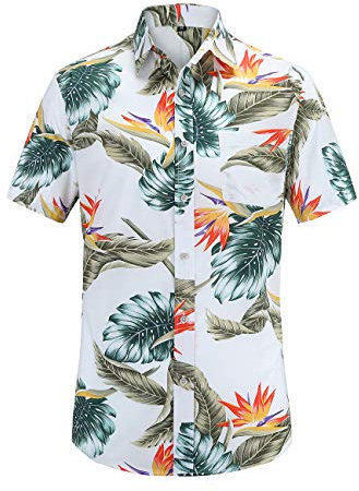 JEETOO Homme Chemise Hawaienne Casual Manches Courtes Ananas Été