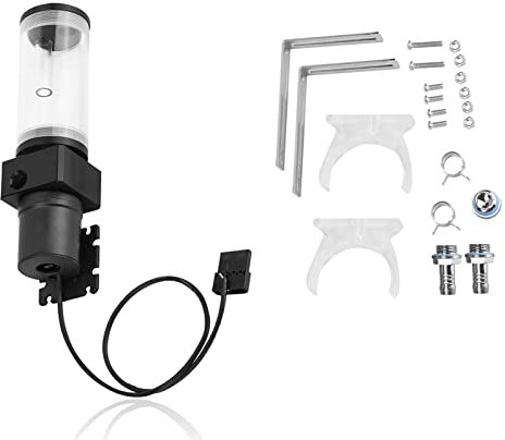 DIY PC Water Cooling System, Acrylic Computer LED Water Cooling Cylinder Reservoir 19W Pump G1/4 for PC CPU Liquid Cooling(110mm)