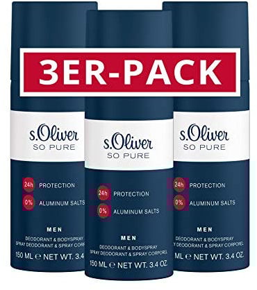 s.Oliver® So Pure I 3er Pack - Deodorant - pur - authentisch - zuverlässig frisch I 150ml Natural Spray - 3er Pack