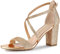 Allegra K Women's Glitter Crisscross Strap Block Heels Sandals Rose Gold 6 UK/Label Size 8 US