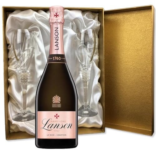 Lanson Le Rose Champagne in Gold Presentation Set With Flutes 75cl 12.5% abv