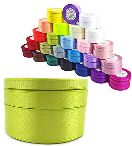 Satinband Schleifenband Dekoband Band Bastelband Geschenkband Nähband Zierband Satin grün kiwi hellgrün 12mm (Kiwi-Guren, 12)