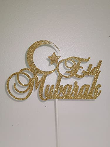 Eid mubarak Cake Topper Geburtstag Torten Stecker Kuchen Deko Glitzer Gold Silber