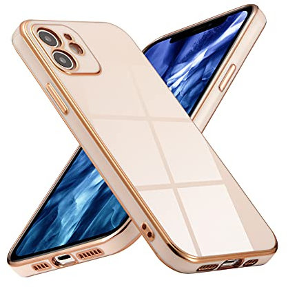 DEFBSC Case for iPhone 12 (6.1 inch), Plating Edge Soft TPU Bumper Protective Case Cover Ultra Thin Anti-Scratch Shockproof Back Phone Case for iPhone 12 - Golden