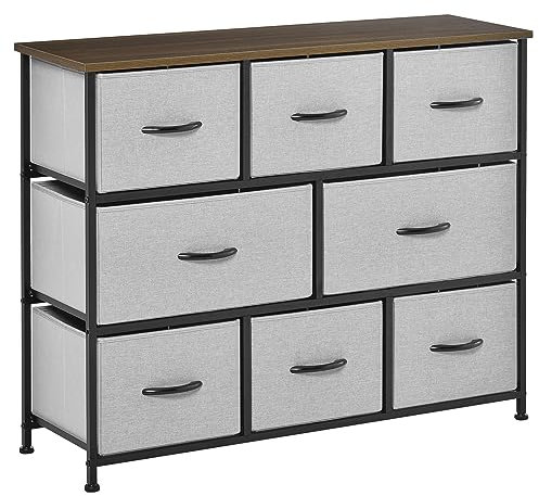 HOMCOM Kommode mit 8 Schubladen, faltbar, aus Stoff, 100 x 30 x 78,5 cm, Grau