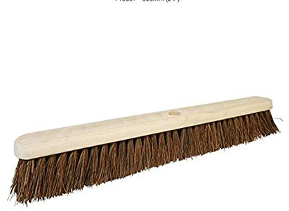 Wooden Broom Head Soft Coco Stiff Bassine Bristles Brush Floor Cleaning Sweeping (600mm/24, Stiff Bassine)