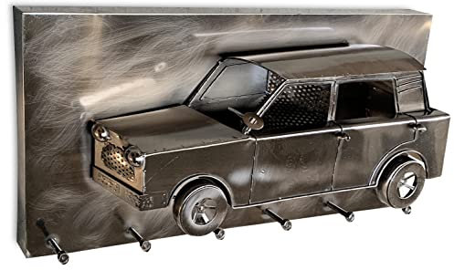 Eaxus® Wandgarderobe im Retro-Look - 3D Vintage Garderobenpaneel aus Stahl im Trabbi-Design. Schönes 3D Wandbild, Silber