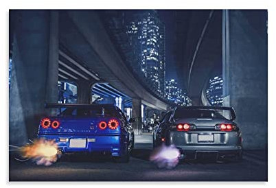 Jdm Auto-Poster Gtr R34 und Supra Sportwagen, Leinwand-Kunst-Poster Wandbilder Bilderdruck, modernes Familien-Schlafzimmer, Dekor-Poster, 30 x 45 cm