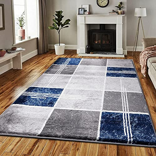 PHP Super Soft Rugs for Living Room Bedroom Rug - Thick Dense Pile Non Shed Fluffy Rug For Bedroom - Small Medium Large Carpet Area Rugs Kitchen Floor Mat (120 x 170 cm (4ft x 5ft 8), Navy)