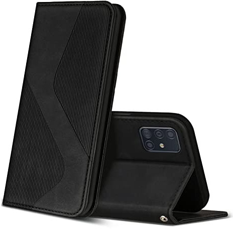 ZONNAVI Hülle für Samsung Galaxy A51, PU Leder Handyhülle mit Kartenfächer und Standfunktion, Lederhülle Flip Wallet Case Schutzhülle für Samsung Galaxy A51 (Schwarz)