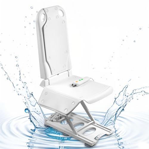 VOLLGUT Electric Reclining Bath Lift Chair| Six Suction Cup Feet | Emergency Stop Button | Weight Capacity 300lb |White