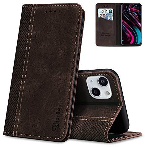 AKABEILA Hülle Kompatibel mit iPhone 14, Premium PU Leather Flip Folio Wallet Book Case Hülle Cover with Magnetic Closure Stand Card Slot