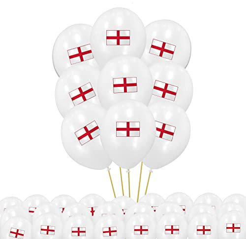 Trimming Shop 10 Inch Red & White Latex Balloons – St George Flag Balloons for Football Parties, St George’s Day, National Events, Pub, Street & Sporting Celebrations, Pack of 10