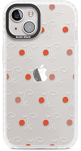 Abstrakte Gesichter Weiß Picasso-Esque (Klar) Impact Handyhülle für iPhone 14 | Schutzhülle Dual Layer Bumper TPU Silikon Cover Muster Gedruckt | Künstlerische Gesichtszeichnung Illustration Frauen