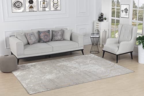 Livabliss Meknes Vintage Teppich Groß - Orientalischer Boho Kurzflor für Wohnzimmer, Esszimmer, Schlafzimmer - 120x170 cm, Einfache Pflege - Muster in Beige und Weiß