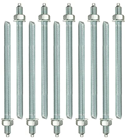 Isolbau Ankerstangen M12 x 300 mm - 10 Stück ETA Zulassung Gewindestange Verbundanker verzinkt mit Mutter & Unterlegscheibe Schwerlast-Anker Schwerlast-dübel