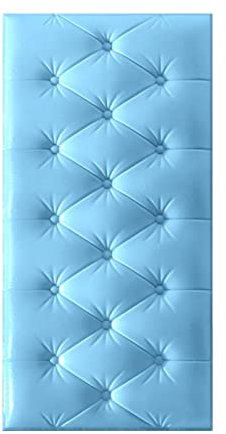 GOCHUSX Self-Adhesive Wall Panels, 3D Anti- Collision Wall Padding, Removable Leather Cladded Wallpaper Soft Cushion For Room Bed Headboards TV(Blue,10PCS)