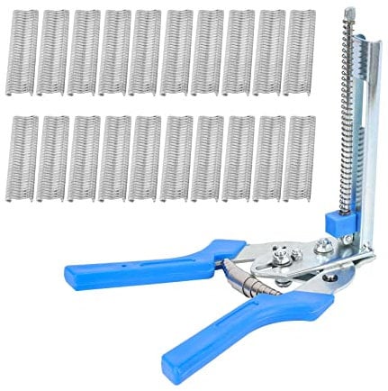 Orimommth Wire Fixing Pliers 1pc Ring Plier Tool and 600pcs M Clips Chicken Mesh Cage Wire Fencing Crimping Solder Joint Welding Repair Hand Tools