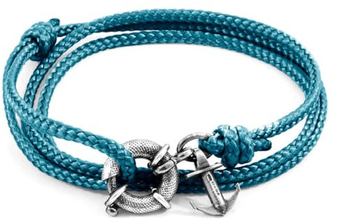 ANCHOR & CREW Bracelet Ancre Clyde Argent Et Corde Bleu Océan - Homme - Taille Unique