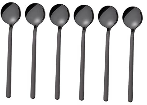 VINTORKY 6stücke Teiliges Kaffeelöffel Mini Rührlöffel Mit Langem Griff Für Kaffee Dessert Schwarz Spülmaschinengeeignet