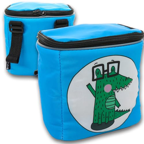 honju Bike Lenker-Tasche Kinder-Fahrrad (Abnehmbarer Deckel, Fahrrad-Tasche für den Lenker mit Reflektoren, Sicherer Halt Dank Klettverschluss, Inkl. Innentasche) Karl Krokodil