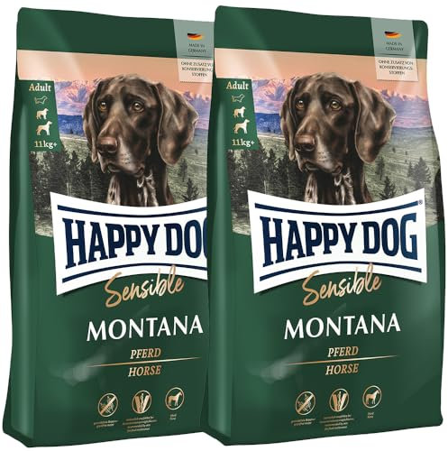 Happy Dog Sensible Montana M Trockenfutter, Hundefutter - Geschmacksrichtung Pferd - Glutenfrei, Getreidefrei, Monoprotein, Omega-3 und Omega-6-2X 1kg