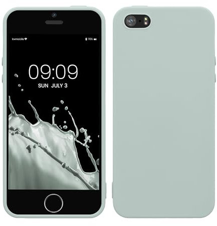 kwmobile Hülle kompatibel mit Apple iPhone SE (1.Gen 2016) / iPhone 5 / iPhone 5S Hülle - weiches TPU Silikon Case - Cover geeignet für kabelloses Laden - Cool Mint